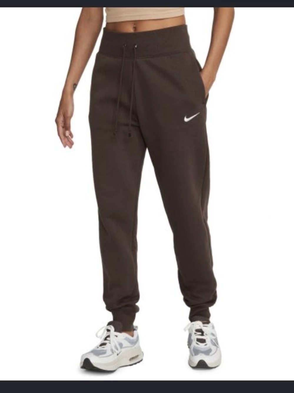 Nike Dark Brown Jogger Pants with White Swoosh